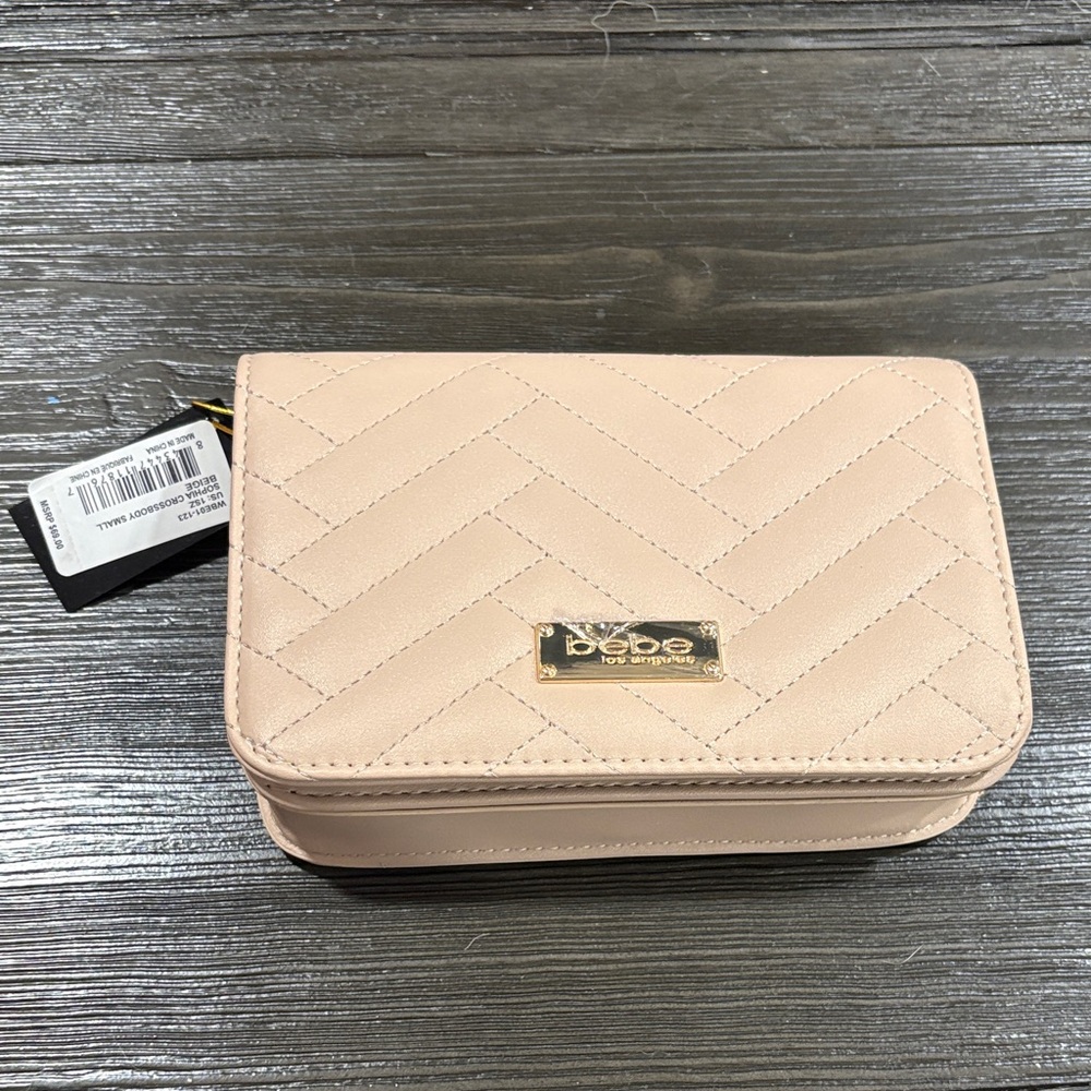 Bebe Beige Quilted Clutch